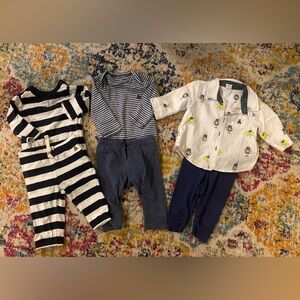 Baby gap Bundle Lot Of 3 Outfits 3-6 Months Robot Button Down And Stripes